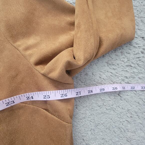 Denim & Co Jacket Womens 2X Faux Suede Button Front Brown Stretch - Picture 4 of 9
